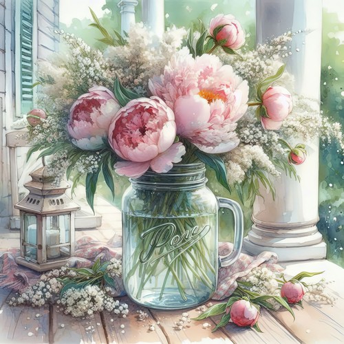 Wandbild blumen pfingstrosen - wandbild,