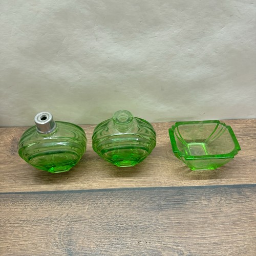 Porzellan grünes glas set - porzellan, 3x