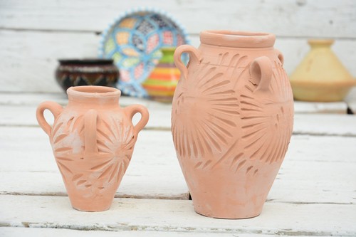 Terrakotta glas vase rustikal - terrakotta,